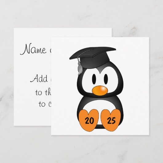 Customizable Graduation Penguin 招待状 (正面/裏面)