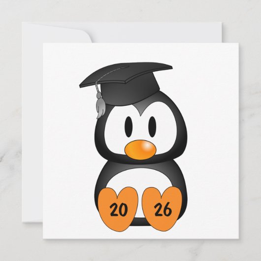 Customizable Graduation Penguin 招待状 (正面)
