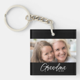Customizable Grandma Est Year Photo キーホルダー