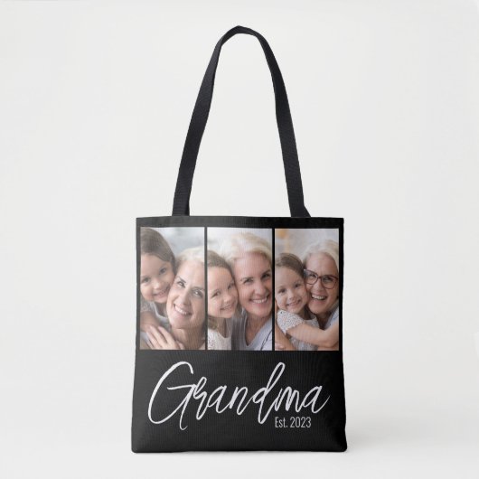 Customizable Grandma Established Year 3 Photo トートバッグ (正面)