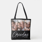 Customizable Grandma Established Year 3 Photo トートバッグ (裏面)