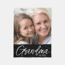 Customizable Grandma Established Year Photo フリースブランケット