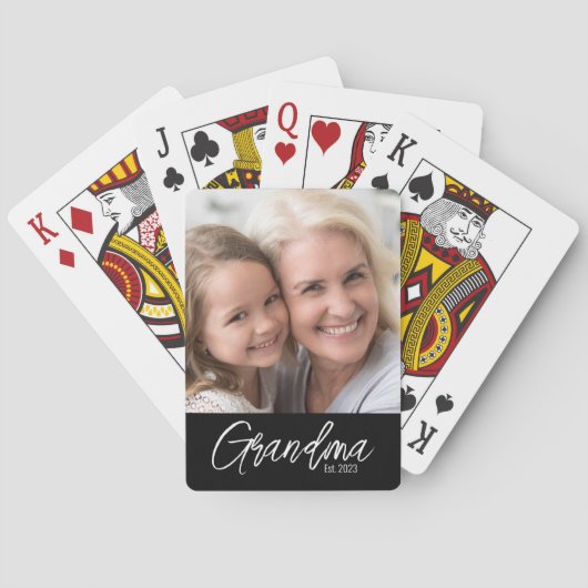 Customizable Grandma Year Established Photo トランプ (裏面)