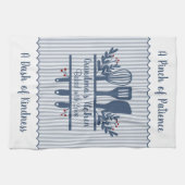 Customizable Grandmas Kitchen Blue Stripes キッチンタオル (横)