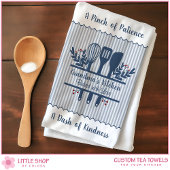 Customizable Grandmas Kitchen Blue Stripes キッチンタオル