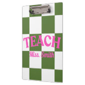 Customizable Green Checkered Teacher Clipboard  クリップボード (左)