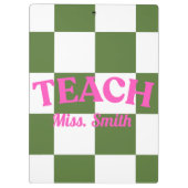 Customizable Green Checkered Teacher Clipboard  クリップボード (裏面)