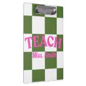 Customizable Green Checkered Teacher Clipboard  クリップボード (右)