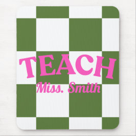 Customizable Green Checkered Teacher Clipboard  マウスパッド