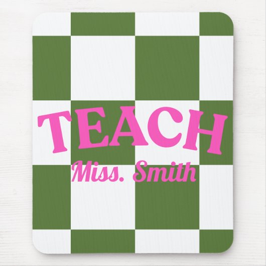 Customizable Green Checkered Teacher Clipboard  マウスパッド (正面)