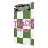 Customizable Green Checkered Teacher Clipboard  ミニクリップボード (アングル2)
