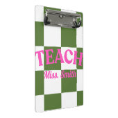 Customizable Green Checkered Teacher Clipboard  ミニクリップボード (アングル)