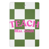 Customizable Green Checkered Teacher Clipboard  ミニクリップボード (裏面)
