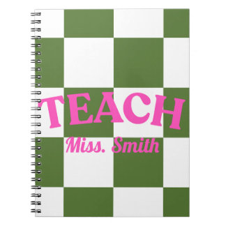 Customizable Green Checkered Teacher Notebook ノートブック