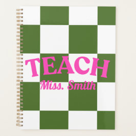 Customizable Green Checkered Teacher Planner プランナー手帳