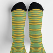 Customizable Green Yellow Brown Stripes  Sock ソックス (上部)