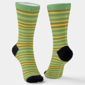 Customizable Green Yellow Brown Stripes  Sock ソックス (傾斜あり)