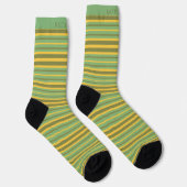Customizable Green Yellow Brown Stripes  Sock ソックス (右)