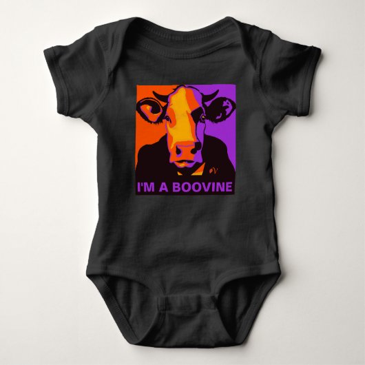 Customizable! Halloween Boovine Pop Art Cow Tshirt ベビーボディスーツ (正面)