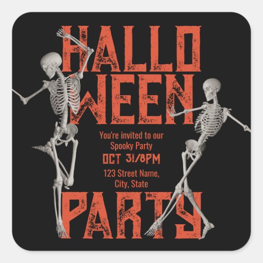 Customizable Halloween Dance Party スクエアシール (正面)