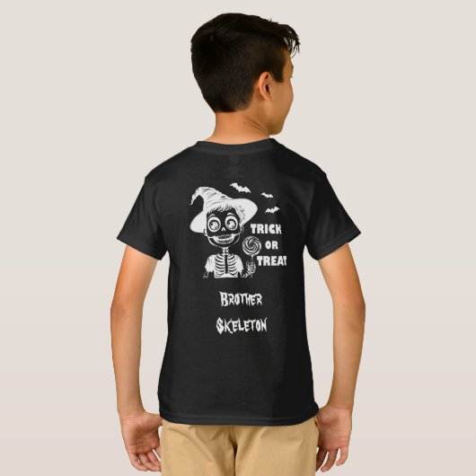Customizable Halloween Skeleton T-shirt boy Tシャツ (裏面フル)