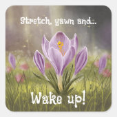 Customizable Hand Drawn Crocus Flowers スクエアシール (正面)