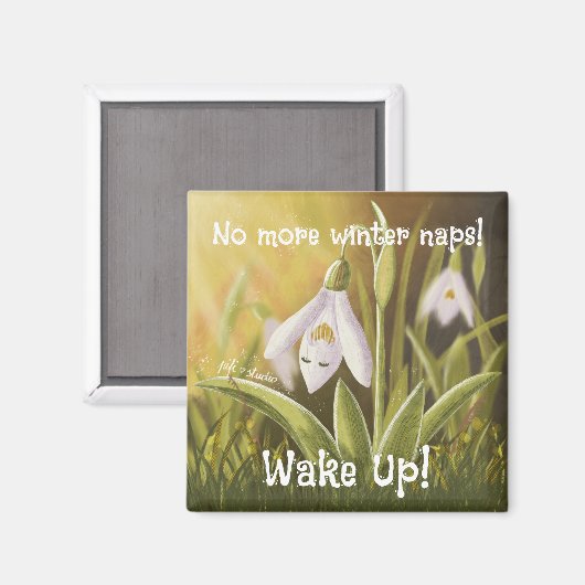 Customizable Hand Drawn Snowdrop Floral マグネット (正面/裏面)