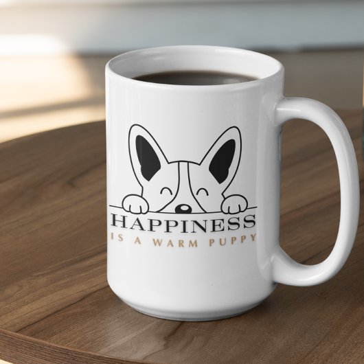Customizable Happiness is warm puppy コーヒーマグカップ