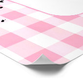 Customizable Happy Birthday Banner Pink Gingham ポスター (角)