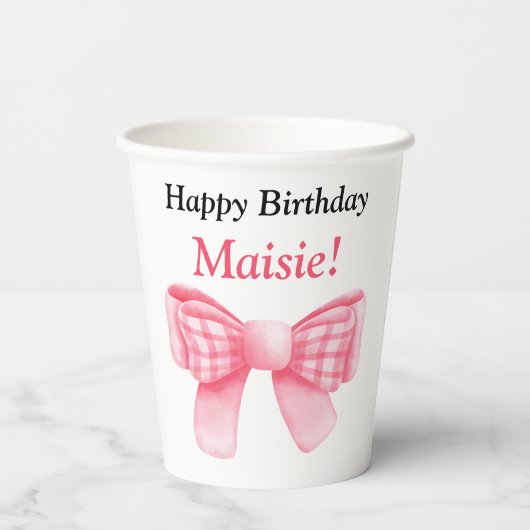 Customizable Happy Birthday Bow Paper Cup 紙コップ (裏面)