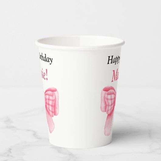 Customizable Happy Birthday Bow Paper Cup 紙コップ (左)