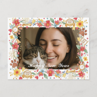 Customizable Happy New Year Pet Lover Photo  ポストカード