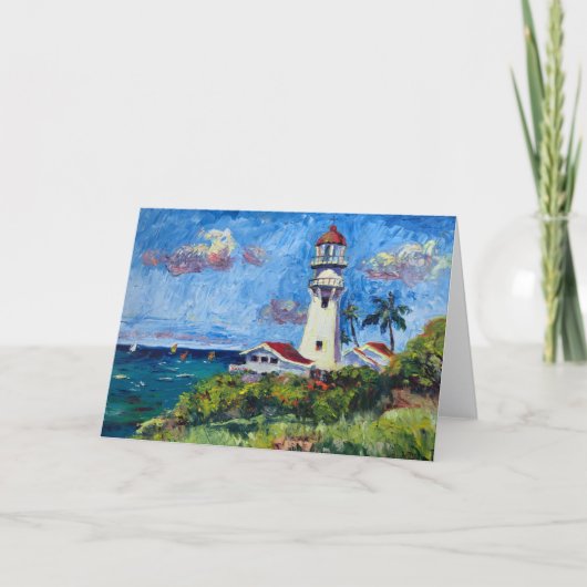 Customizable Hawaiian Diamondhead Lighthouse サンキューカード (正面)
