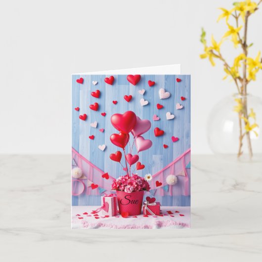 Customizable Hearts & Gifts Valentine's Day カード (黄色い花)