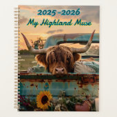Customizable Highland Rustic Highland Cow Calendar プランナー手帳 (正面)