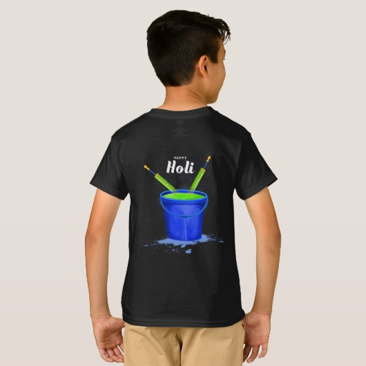 Customizable "Holi Hai" Vibrant tee for Kid Boys Tシャツ (裏面フル)