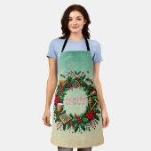 Customizable Holiday Beekeeping Wreath Apron エプロン (着用した状態)