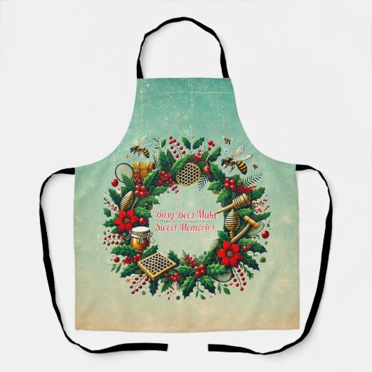Customizable Holiday Beekeeping Wreath Apron エプロン (正面)