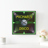 Customizable Home Bar 1970's Disco Ball スクエア壁時計 (ホーム)