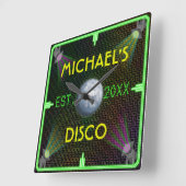 Customizable Home Bar 1970's Disco Ball スクエア壁時計 (傾斜)