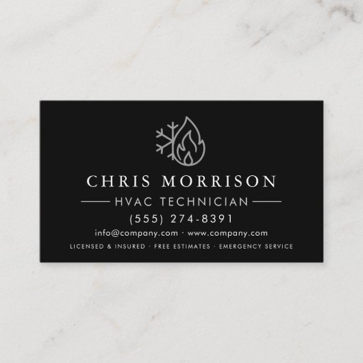 Customizable HVAC Black Steel Logo Metallic 名刺 (正面)