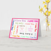 Customizable-I Love You Card with 縁ど a Hot Pink カード (黄色い花)