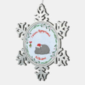 Customizable "I Wanna Hippopotamus For Christmas"  スノーフレークピューターオーナメント (右)