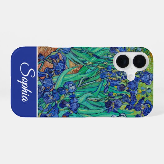 Customizable Irises by Vincent van Gogh iPhone 16ケース (裏面横)