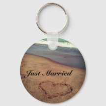 Customizable Just Married Beach Keychain