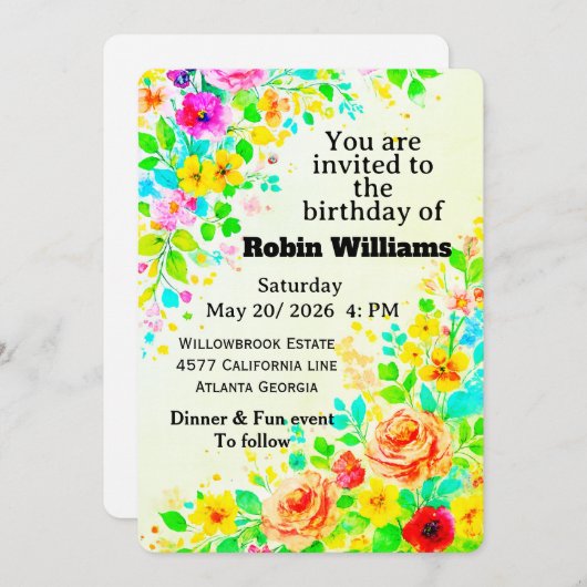 Customizable Kids Birthday Invitation | Editable  招待状 (正面/裏面)