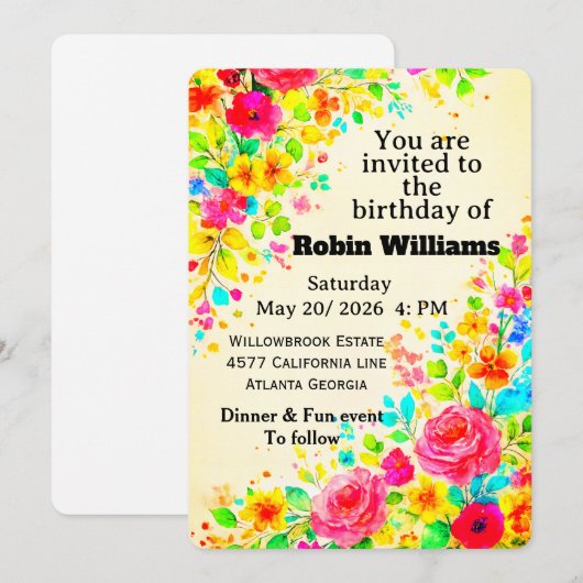 Customizable Kids Birthday Invitation | Editable  招待状 (正面/裏面)