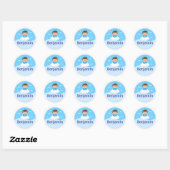 Customizable Kids Name Sticker Cloud & Sky Design ラウンドシール (シート)