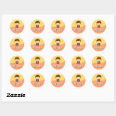 Customizable Kids Name Sticker – Smiley Superhero ラウンドシール (シート)
