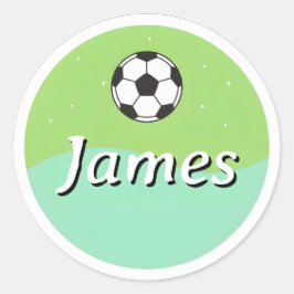 Customizable Kids Name Sticker– Soccer Ball Design ラウンドシール